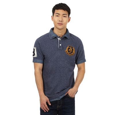 St George by Duffer Big and tall navy double collar polo shirt